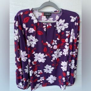Liz Claiborne Purple Floral Women's Top
